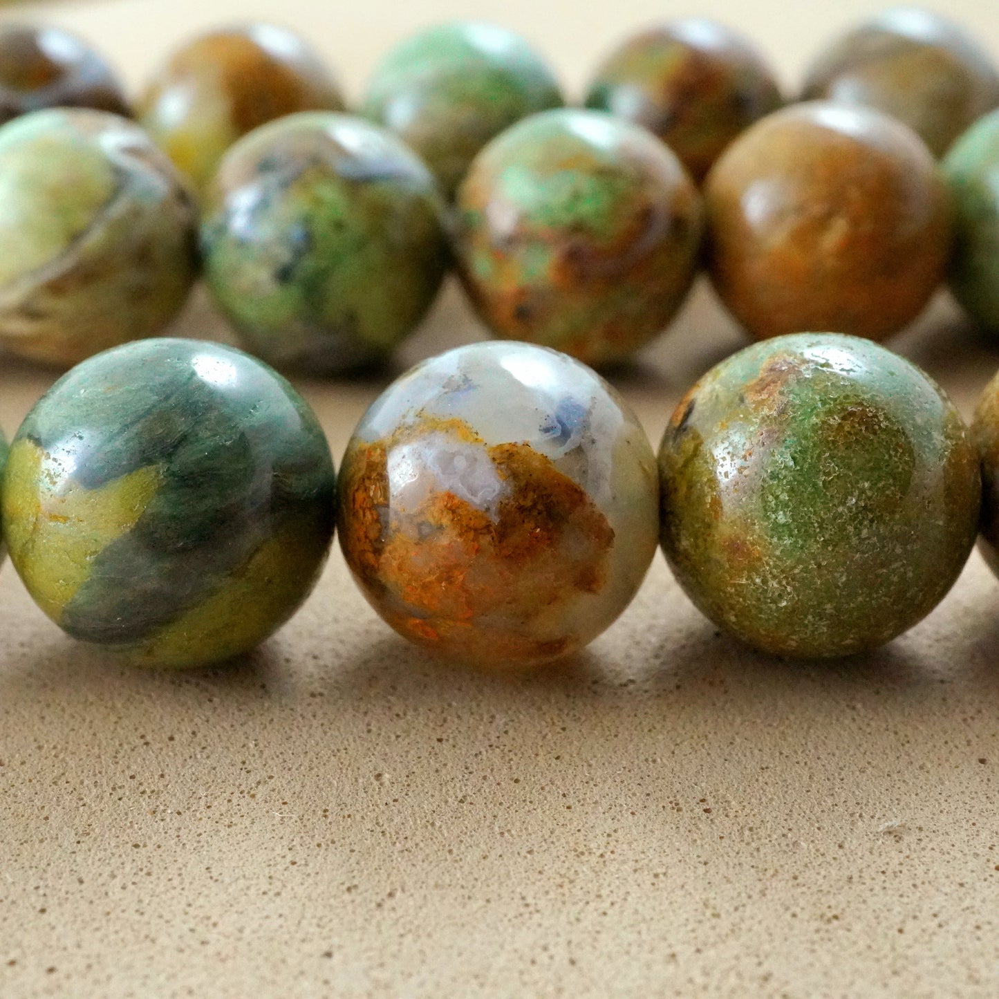 African Green Opal (Round)(Smooth)(6mm)(8mm)(10mm)(16"Strand)