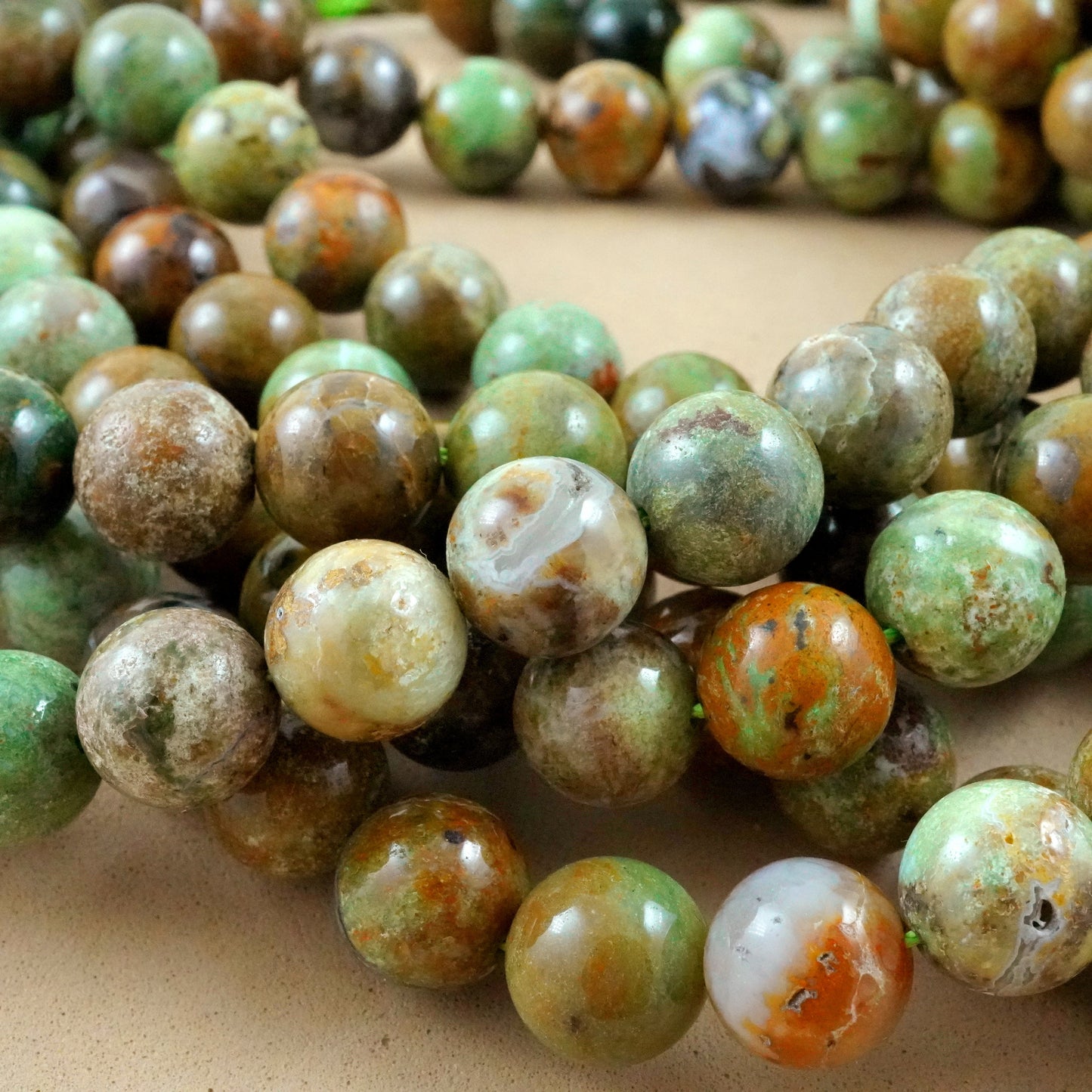 African Green Opal (Round)(Smooth)(6mm)(8mm)(10mm)(16"Strand)