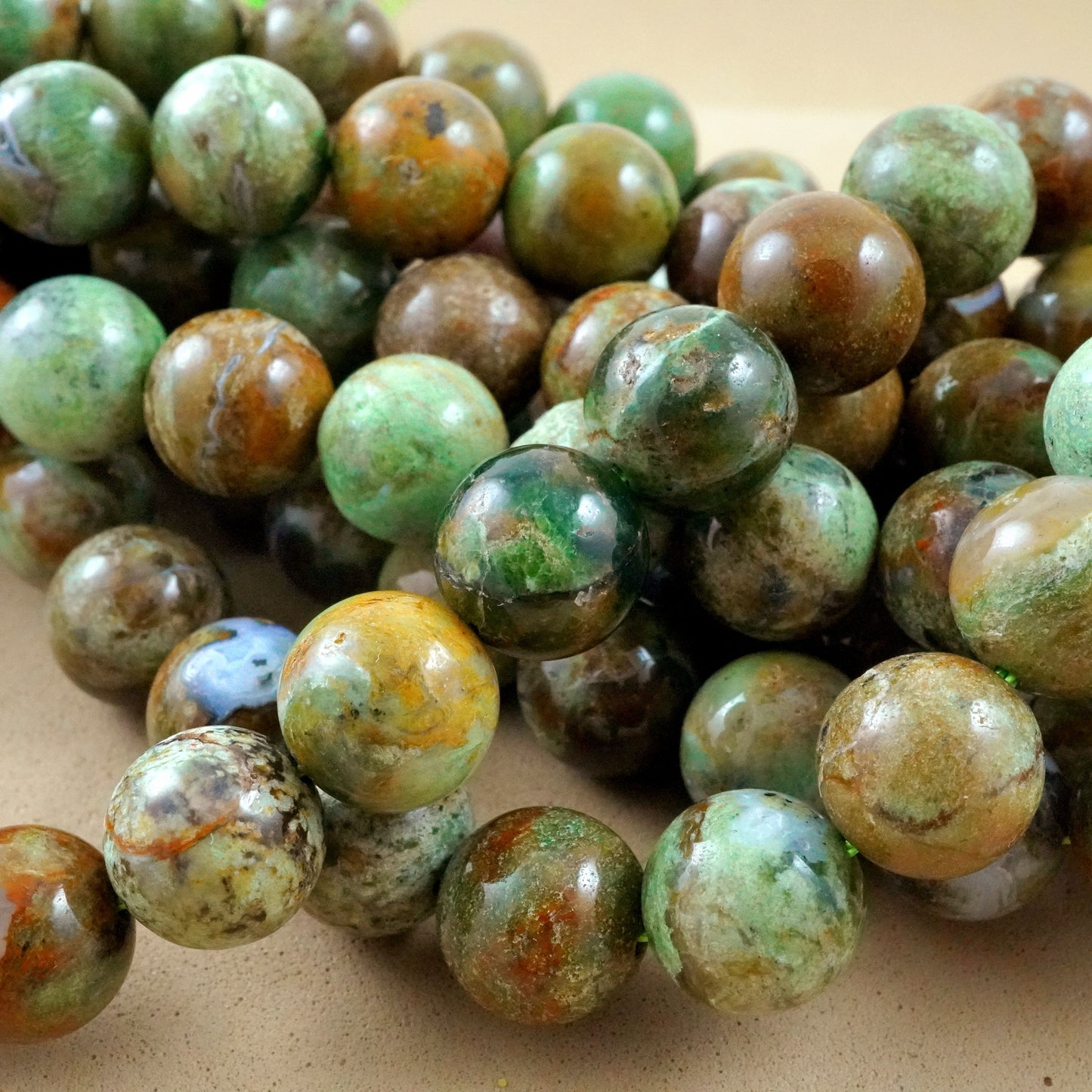 African Green Opal (Round)(Smooth)(6mm)(8mm)(10mm)(16"Strand)