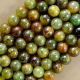 Green Garnet (Round)(Smooth)(6mm)(8mm)(10mm)(16"Strand)