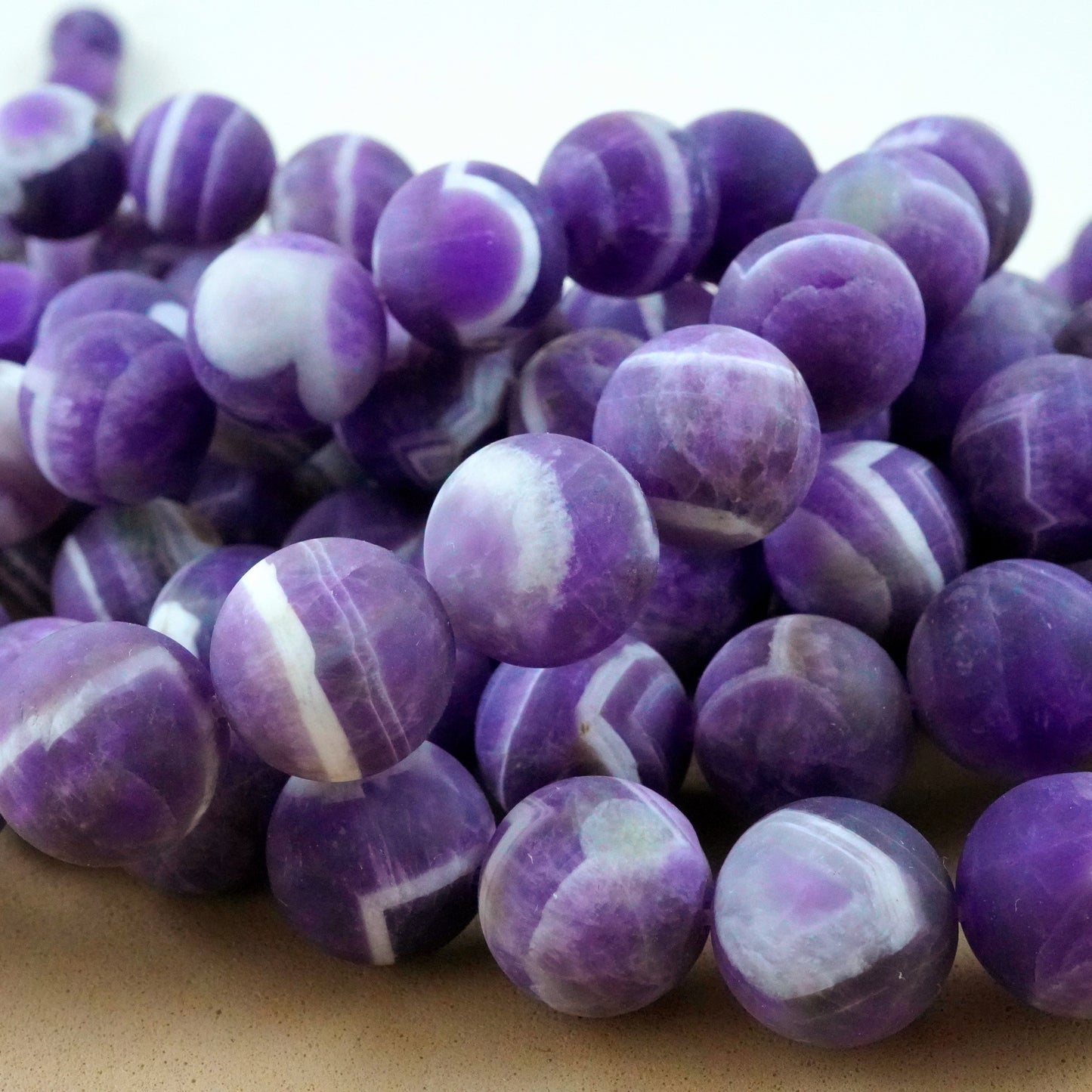 Chevron Amethyst (Round)(Matte)(4mm)(6mm)(8mm)(10mm)(16"Strand)