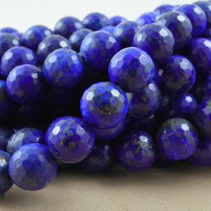 Lapis Lazuli (Round)(Faceted)(4mm)(6mm)(8mm)(10mm)(12mm)(16"Strand)