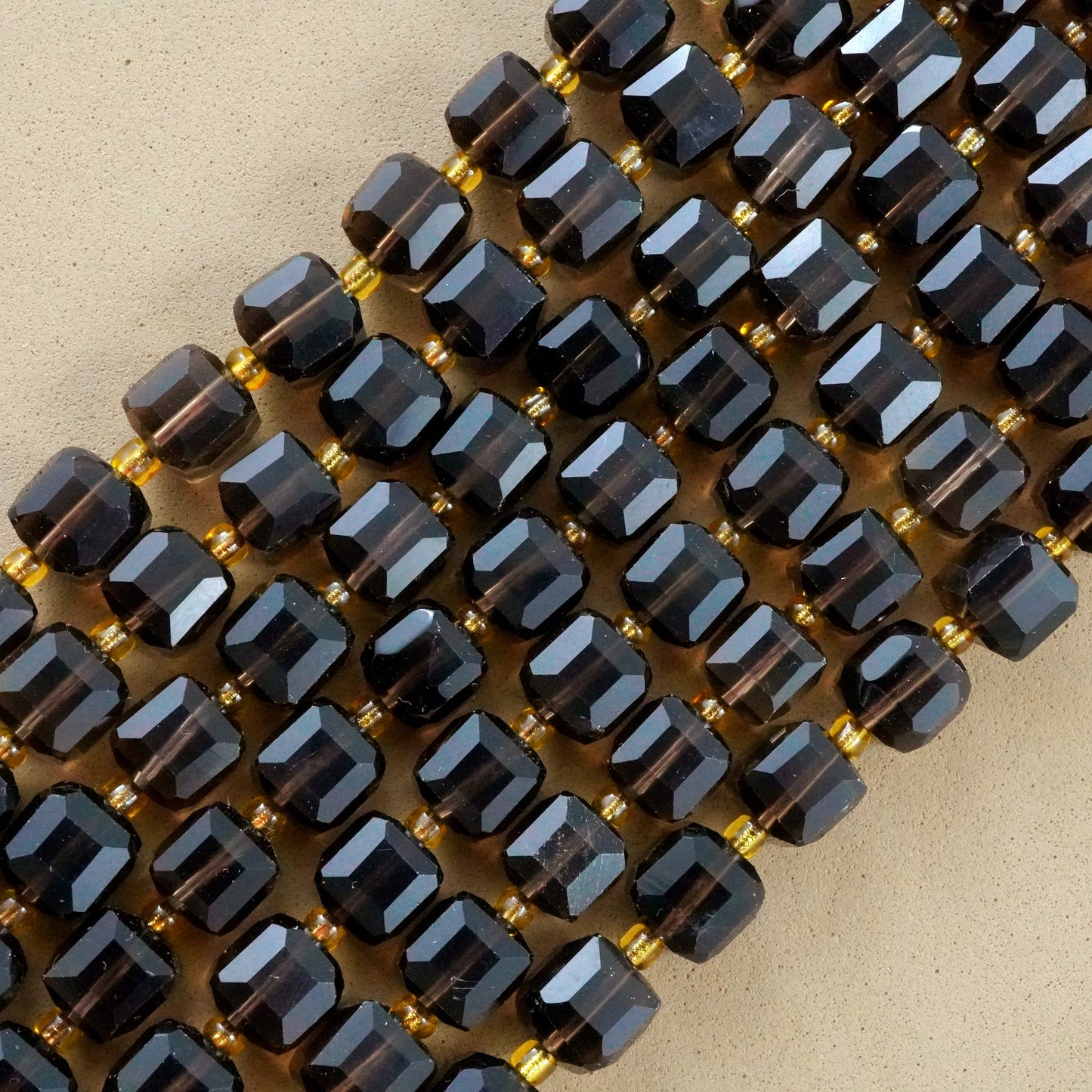 Smoky Quartz (Cube)(Faceted)(8mm)(15"Strand)