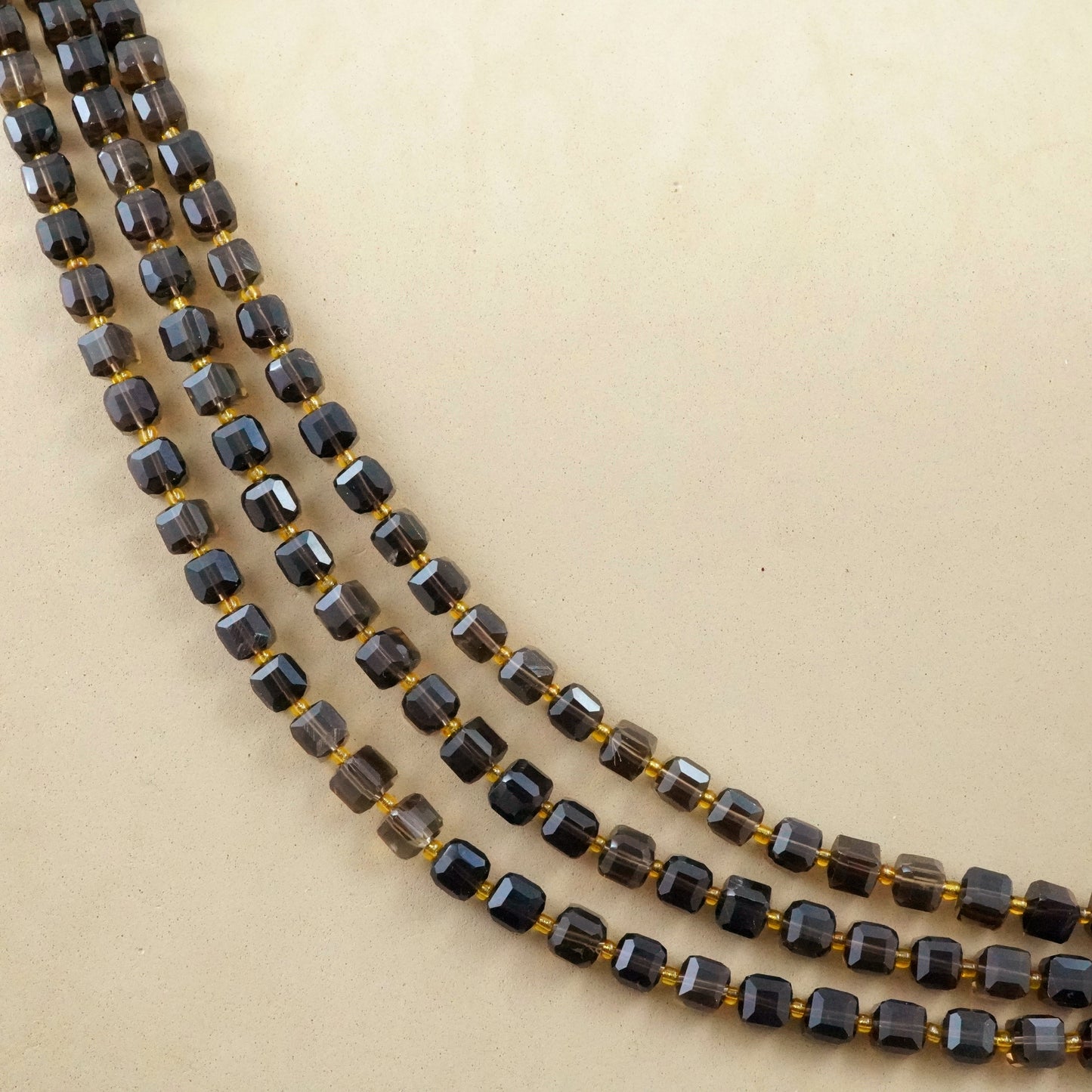 Smoky Quartz (Cube)(Faceted)(8mm)(15"Strand)