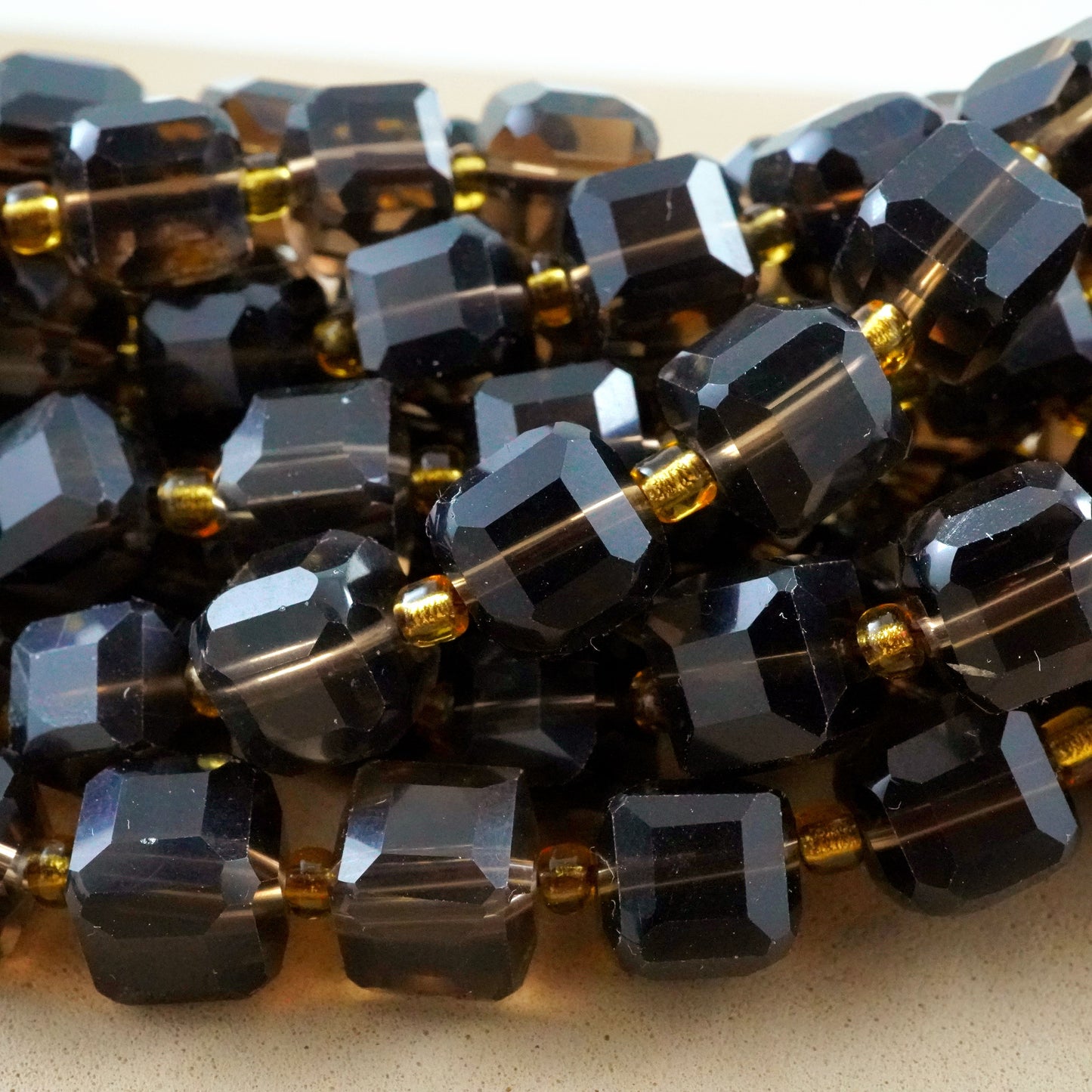 Smoky Quartz (Cube)(Faceted)(8mm)(15"Strand)