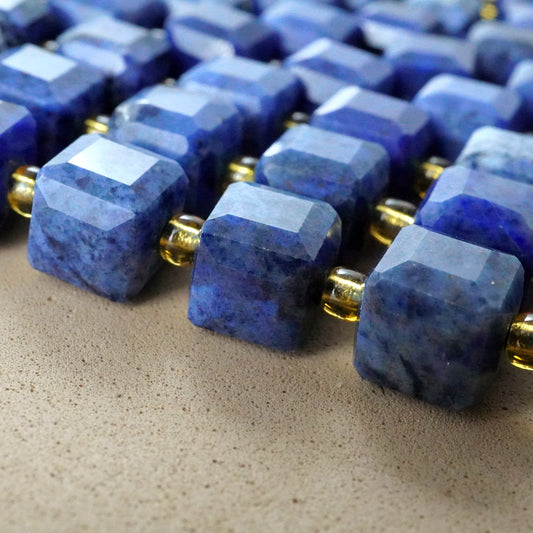 Dumortierite (Cube)(Faceted)(8mm)(15"Strand)