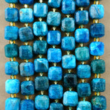 Blue Apatite (Cube)(Faceted)(8mm)(15"Strand)