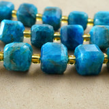 Blue Apatite (Cube)(Faceted)(8mm)(15"Strand)