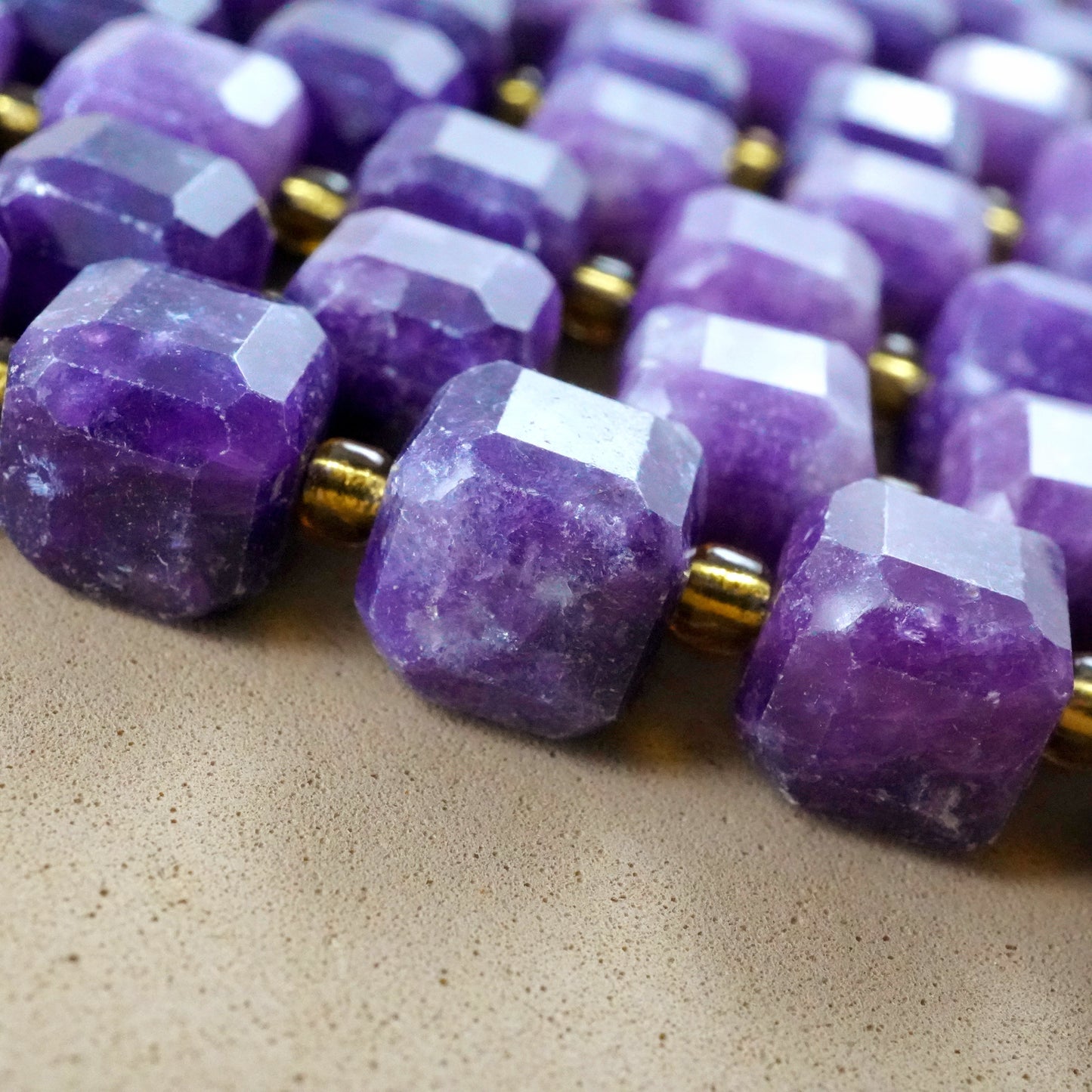 Lepidolite (Cube)(Faceted)(8mm)(15"Strand)