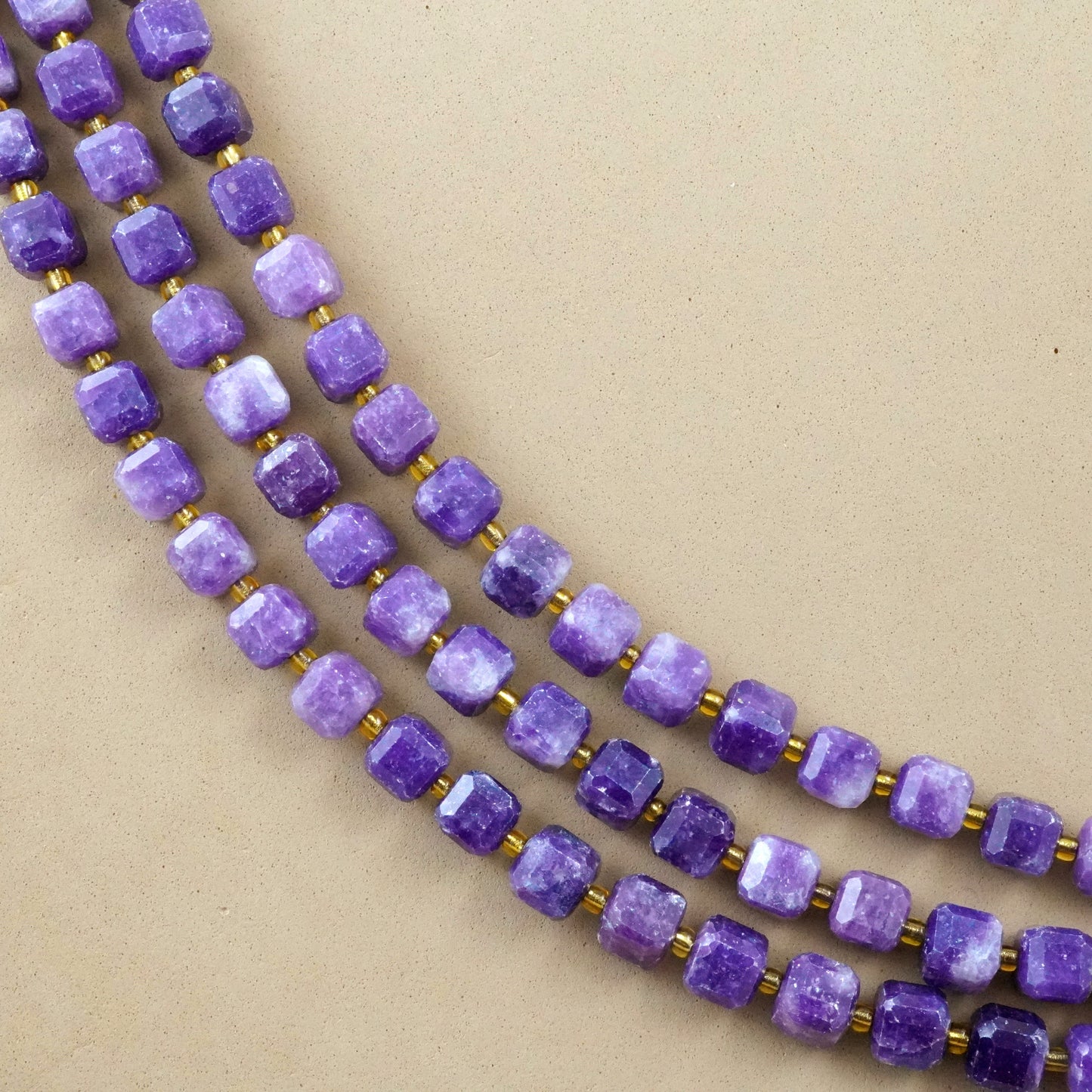 Lepidolite (Cube)(Faceted)(8mm)(15"Strand)