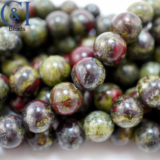 Dragon's Blood Jasper (Round)(Smooth)(4mm)(6mm)(8mm)(10mm)(12mm)(16"Strand)