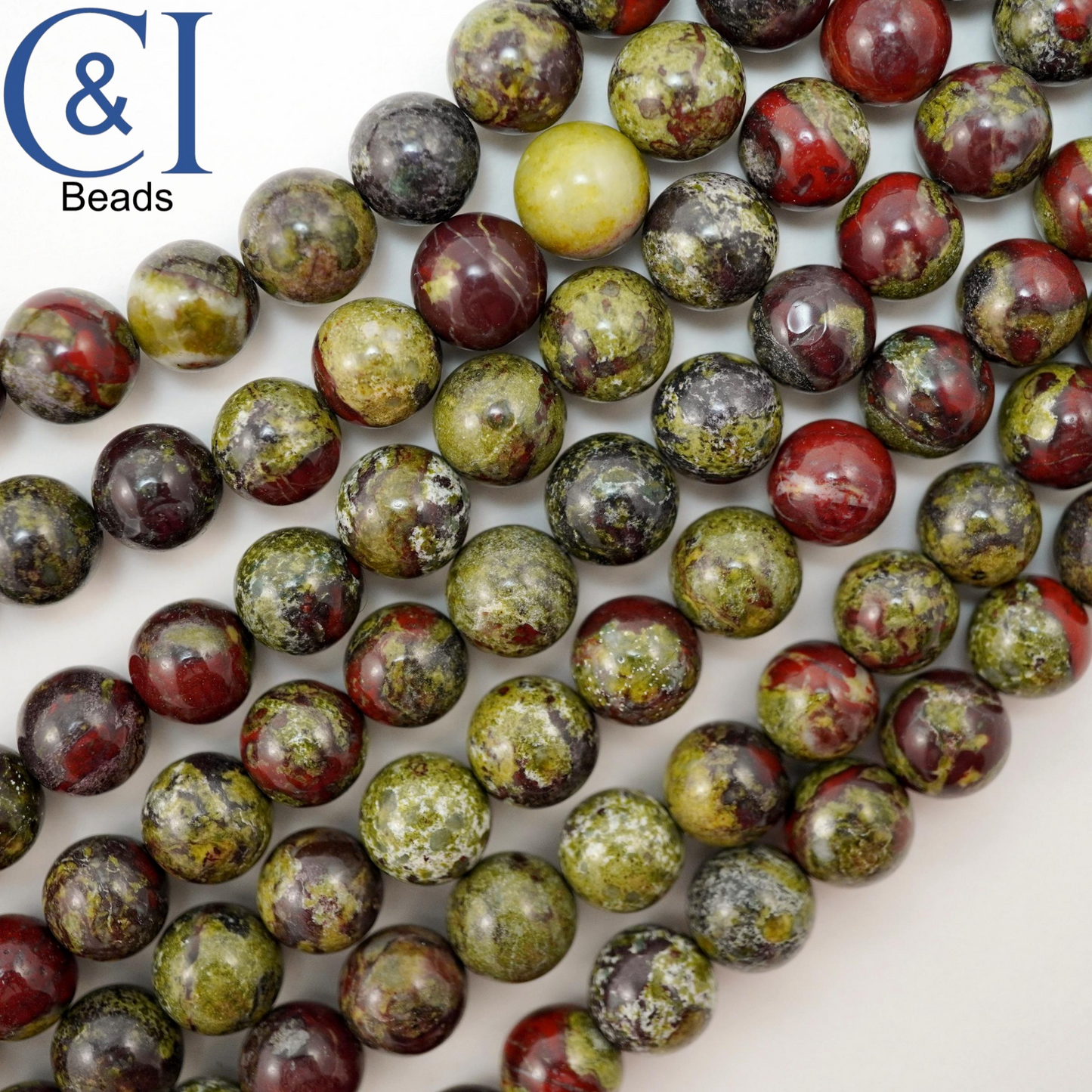 Dragon's Blood Jasper (Round)(Smooth)(4mm)(6mm)(8mm)(10mm)(12mm)(16"Strand)