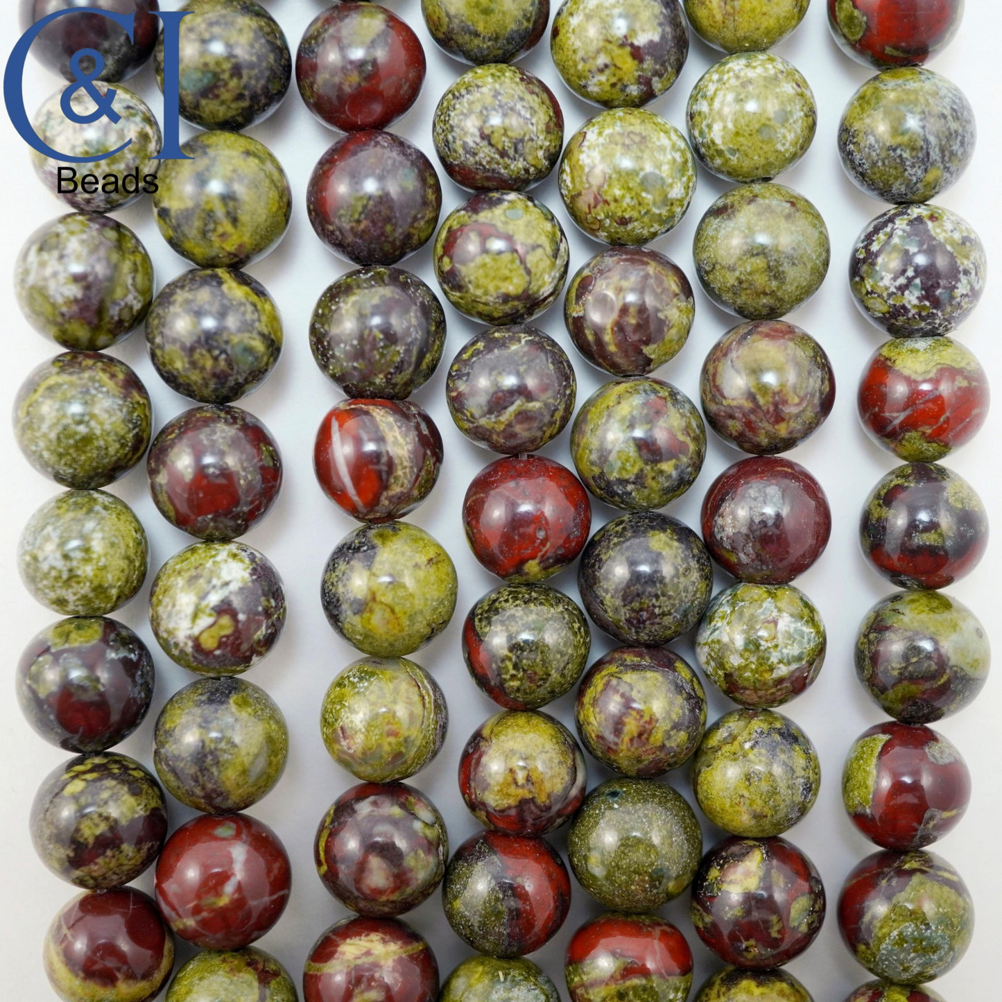 Dragon's Blood Jasper (Round)(Smooth)(4mm)(6mm)(8mm)(10mm)(12mm)(16"Strand)