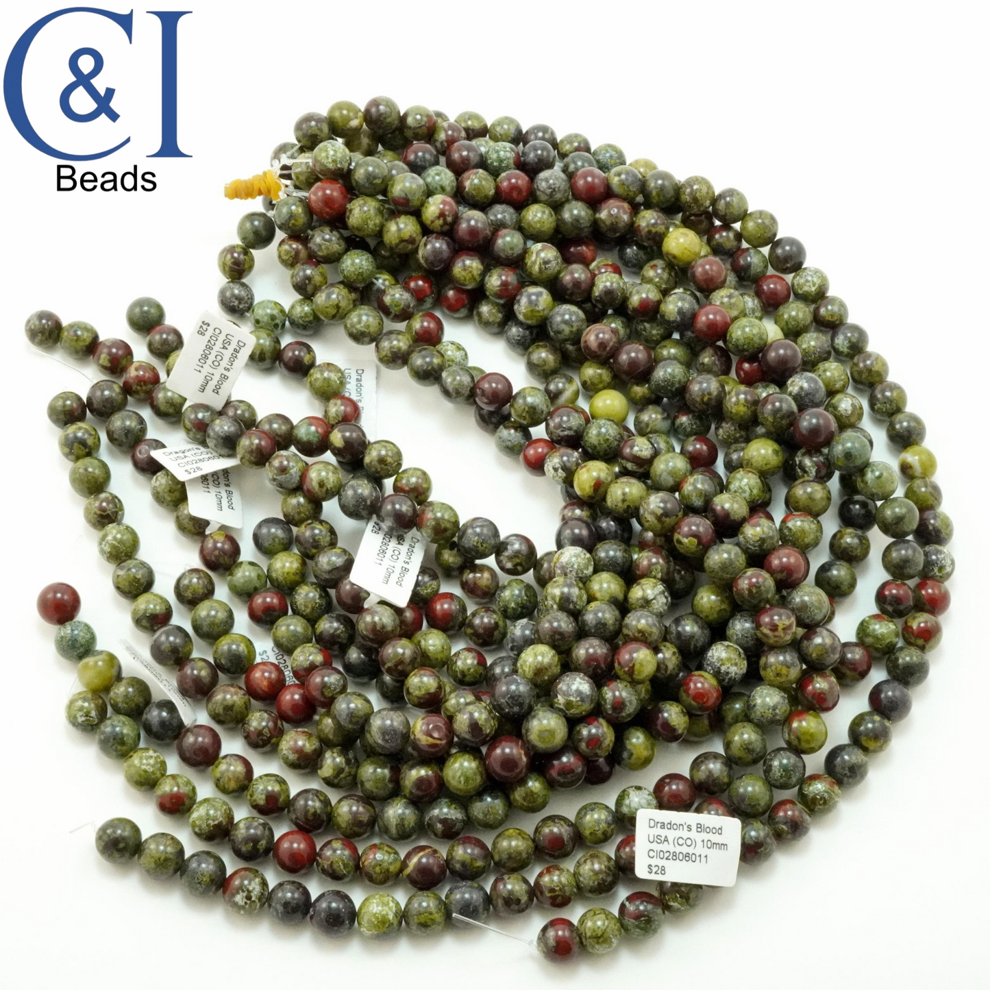 Dragon's Blood Jasper (Round)(Smooth)(4mm)(6mm)(8mm)(10mm)(12mm)(16"Strand)