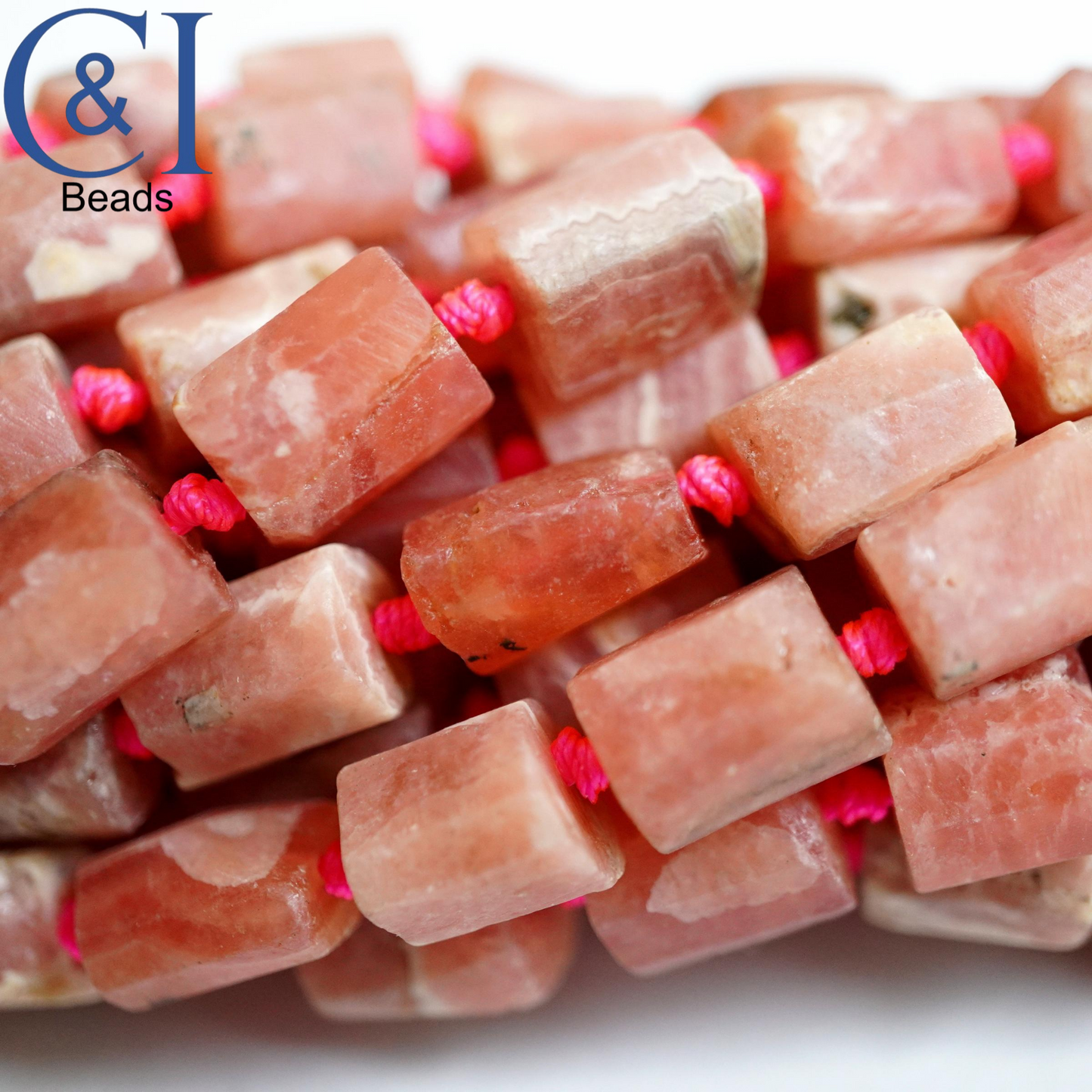 Rhodochrosite (Heishe)(Barrel)(Matte)(Raw)(17"Strand)