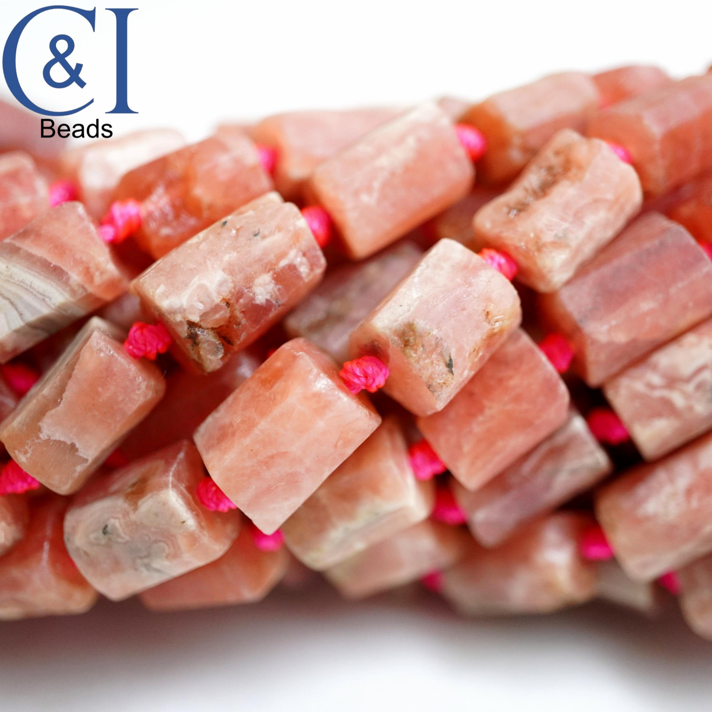 Rhodochrosite (Heishe)(Barrel)(Matte)(Raw)(17"Strand)