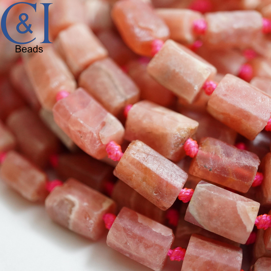 Rhodochrosite (Heishe)(Barrel)(Matte)(Raw)(17"Strand)